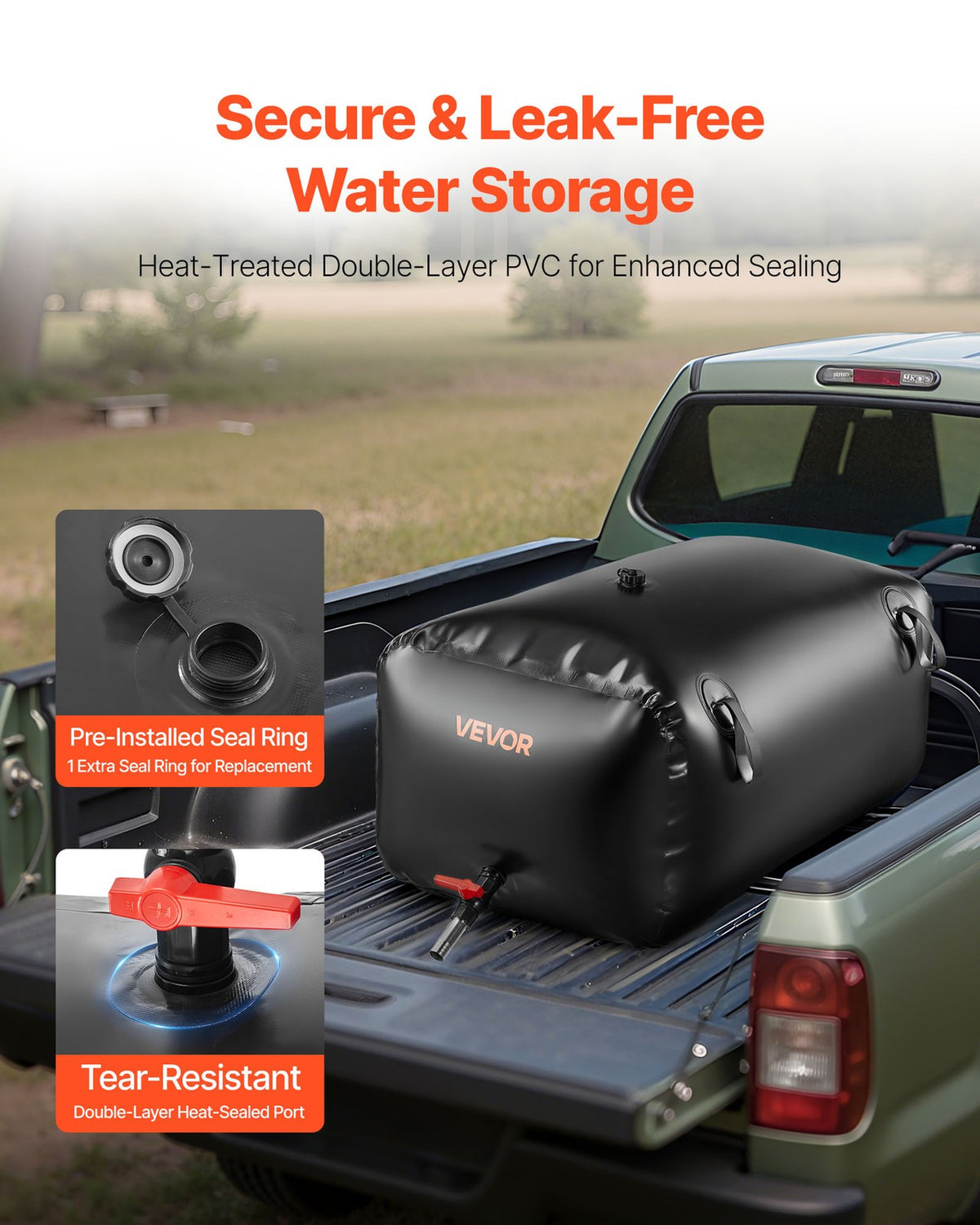 Collapsible Water Storage Bladder - 63.4 Gallon Heavy-Duty PVC Tank for Outdoor Use