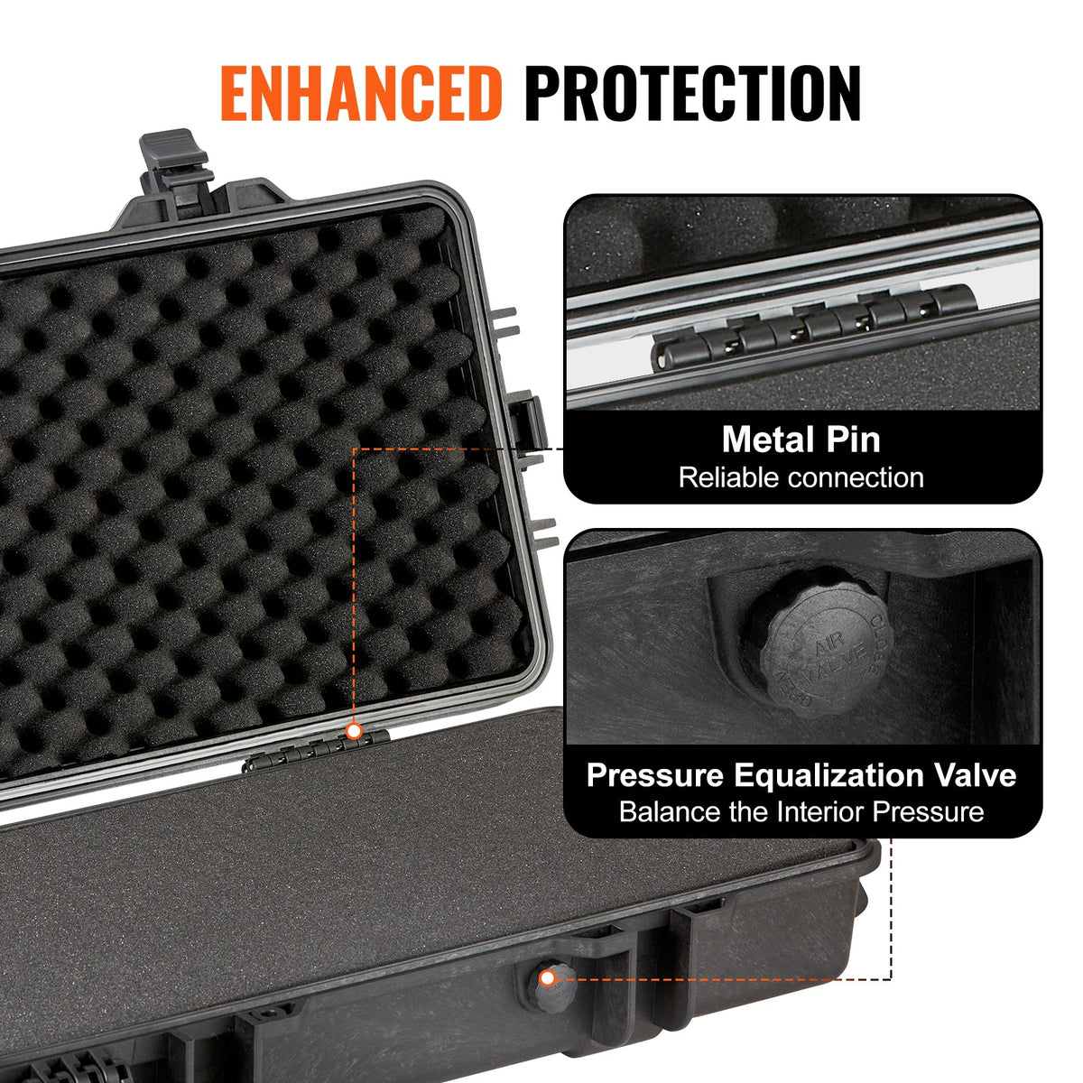 50-Inch Waterproof Rifle Hard Case with Foam Layers & TSA Locks