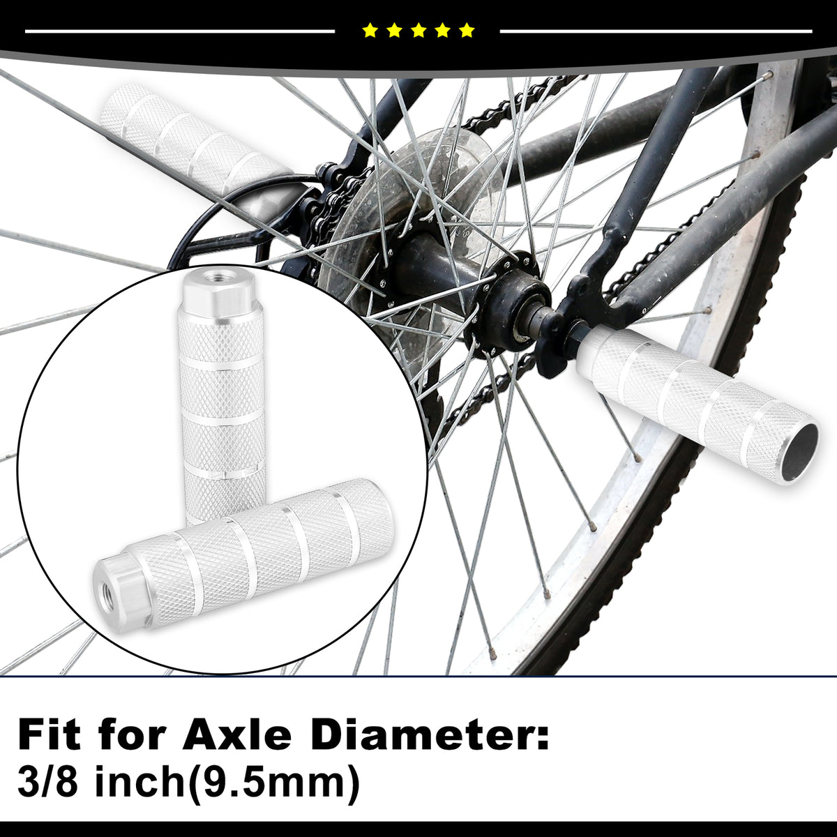 Bike Foot Pegs Set for BMX MTB Bikes - 3/8 Inch Axle Compatibility