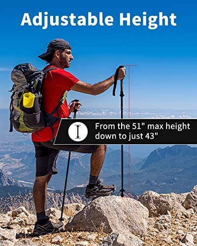 Adjustable Aluminum Trekking Poles Set - Collapsible Hiking Walking Sticks for Outdoor Adventure