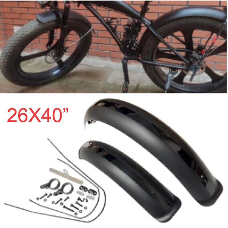 26 Inch Fat Tire Bike Fenders - Matte Black Wide Mudguards for E-Bikes