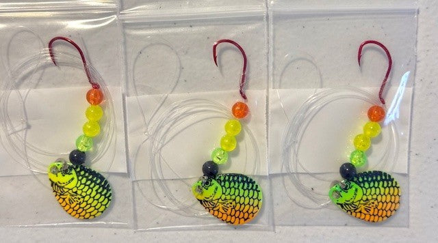 Walleye Crawler Harness Set - 24 Pack with Size 3 Colorado Blades and Hooks