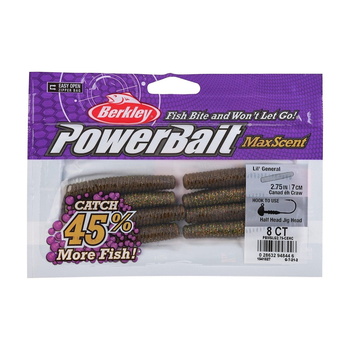 Berkley PowerBait MaxScent Lil' General Canada Craw Soft Bait 2.75in 8-Pack