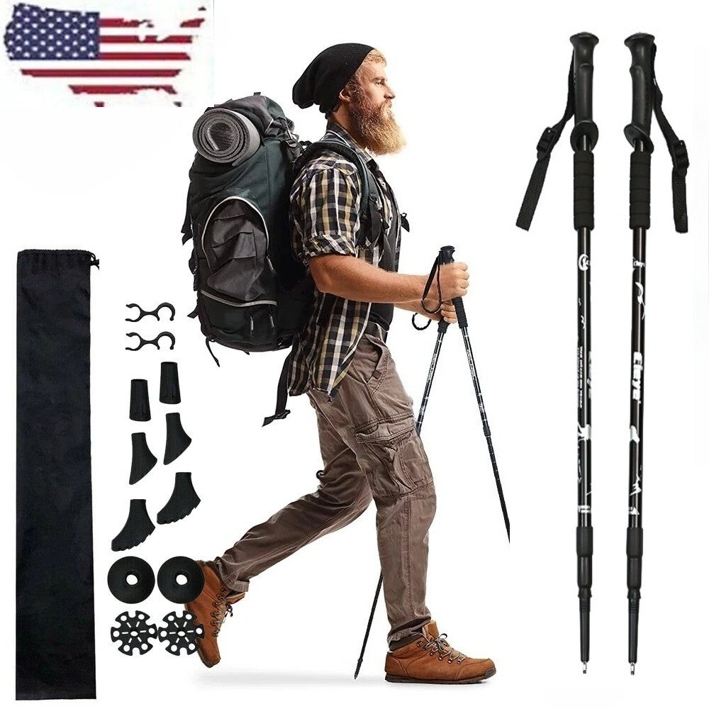 Adjustable Trekking Poles - Lightweight Aluminum Hiking Sticks with Anti-Shock