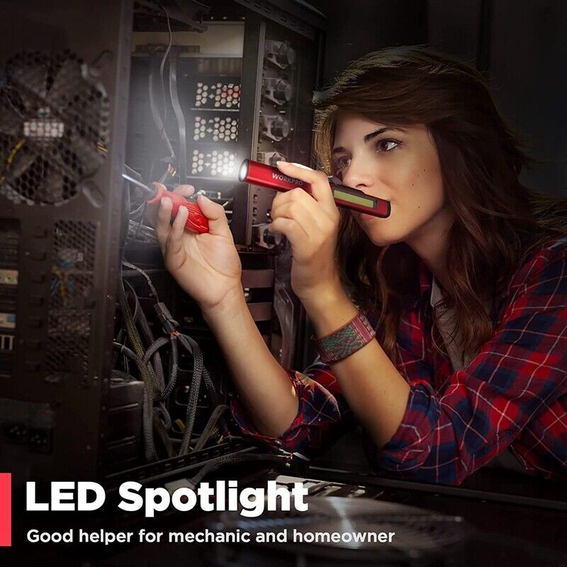 Rechargeable LED Flashlight Penlight with COB Spotlight UV Light Portable