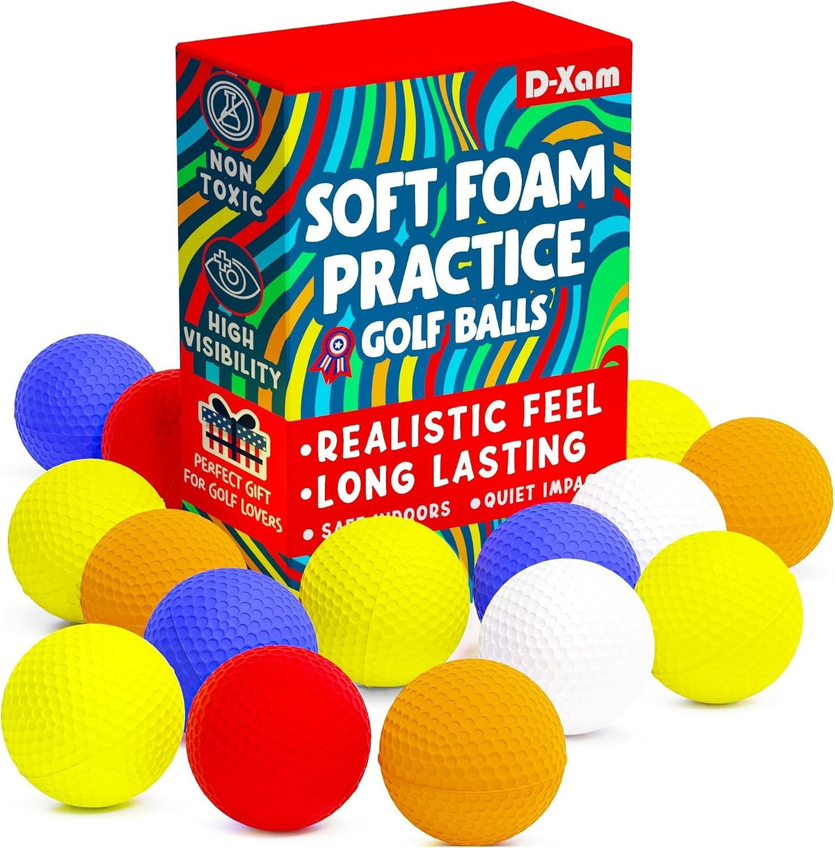 Multicolor Foam Golf Practice Balls - Soft, Durable, Impact-Resistant for Indoor & Outdoor Golf Training