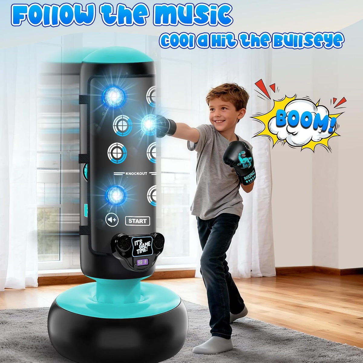 Kids Inflatable Punching Bag with Boxing Gloves - 66 Inch Boxing Toy