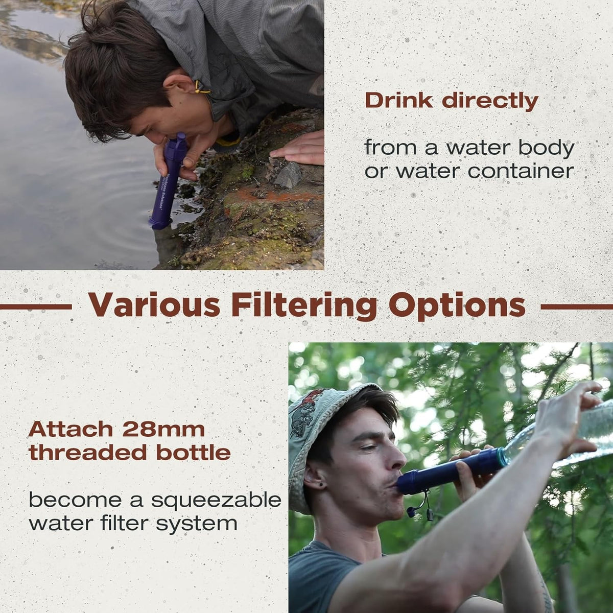 Portable Water Filter Straw for Camping Hiking Survival 5,000L Capacity