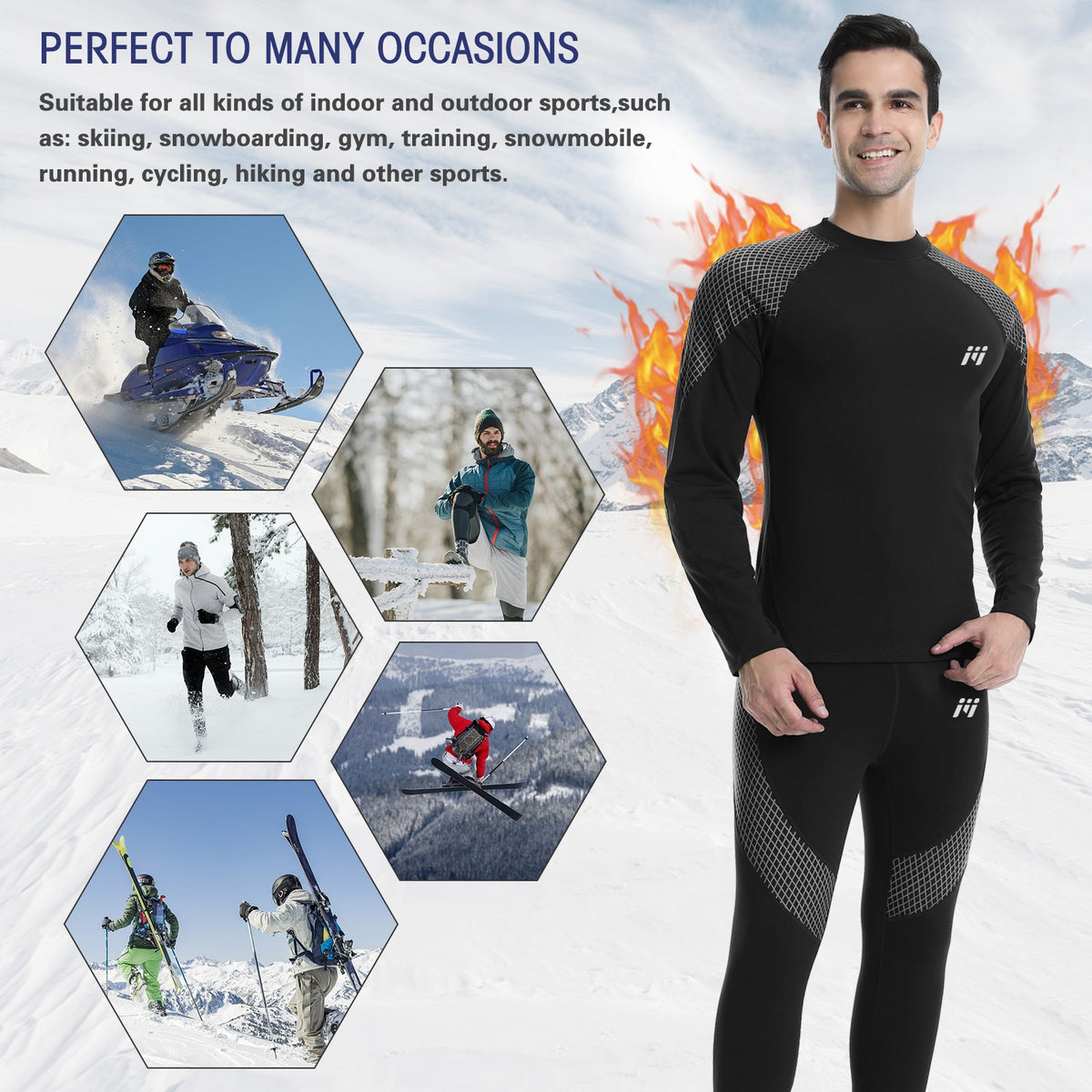 Men's Thermal Underwear Set Fleece Long Johns Base Layer Winter Warmth