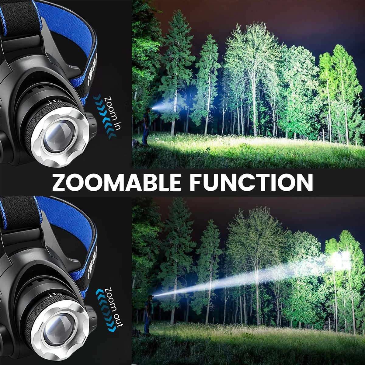 4-in-1 LED Hunting Headlamp with Red Green Blue Light Outdoor Head Torch