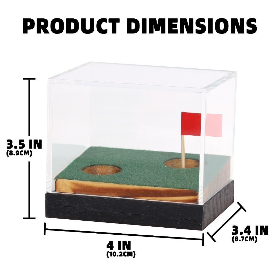 Golf Ball Display Case with Wooden Stand - Clear Acrylic Souvenir Holder
