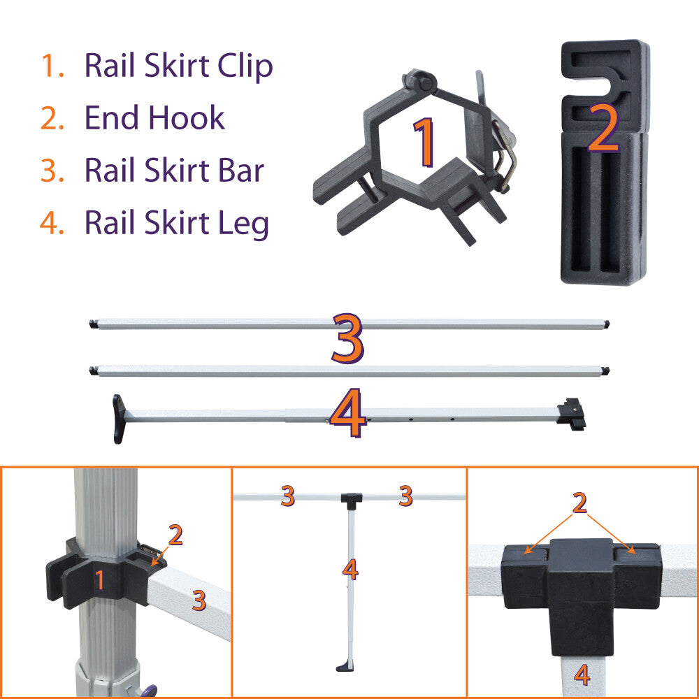 Canopy Rail Skirt Hardware Kit for Pop Up Tent & Vendor Booths