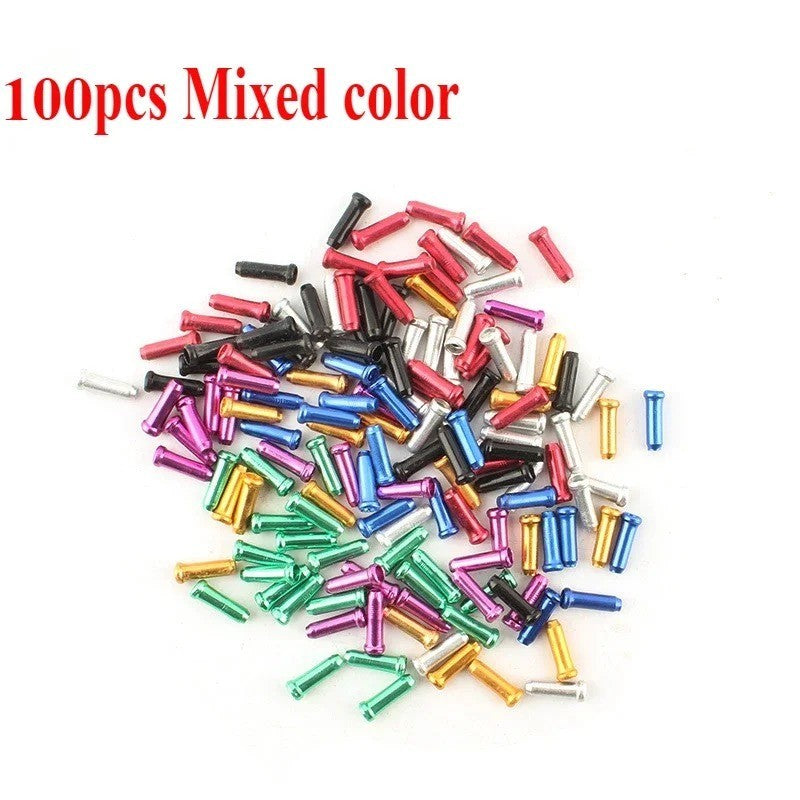 Bike Brake & Shift Cable End Caps Set - Aluminum Crimp Tips for Bicycle Cables