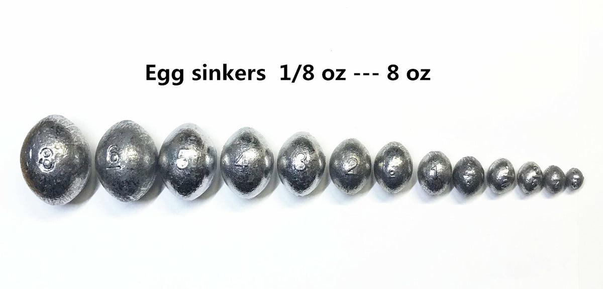 Fishing Egg Sinkers - Assorted Sizes, 10 Pack for Deep Water & Weed Fishing