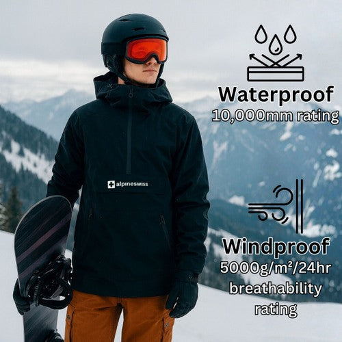 Waterproof Windproof Snowboard Jacket for Men - Alpine Swiss Anorak Shell