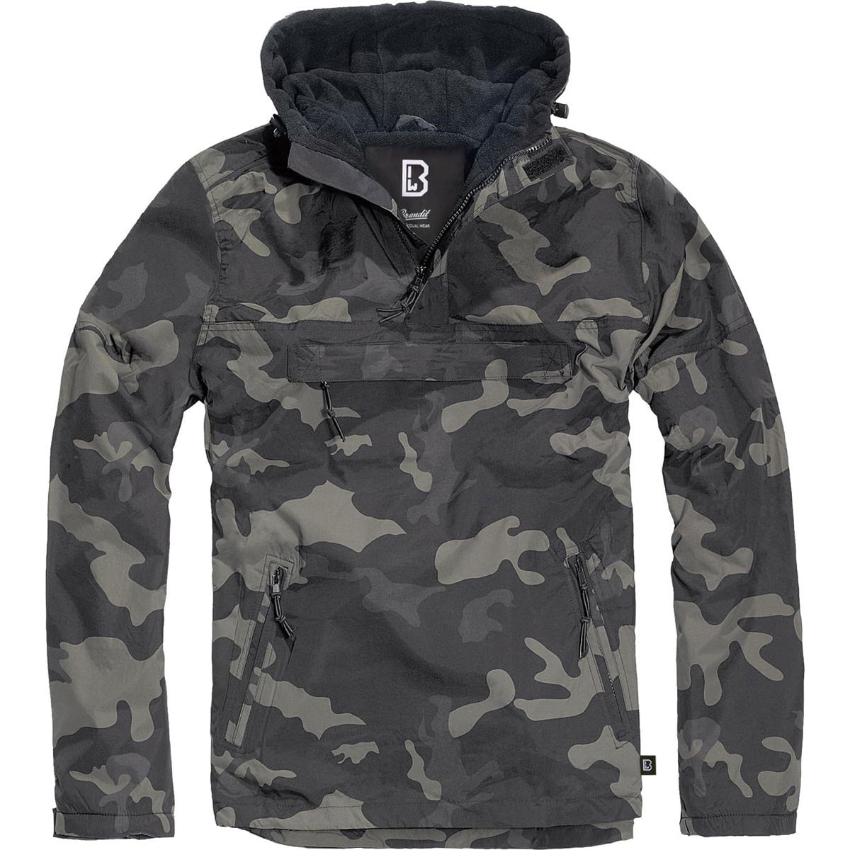 Men's Fleece-Lined Windbreaker Pullover with 1/4 Zip & Storm Flap