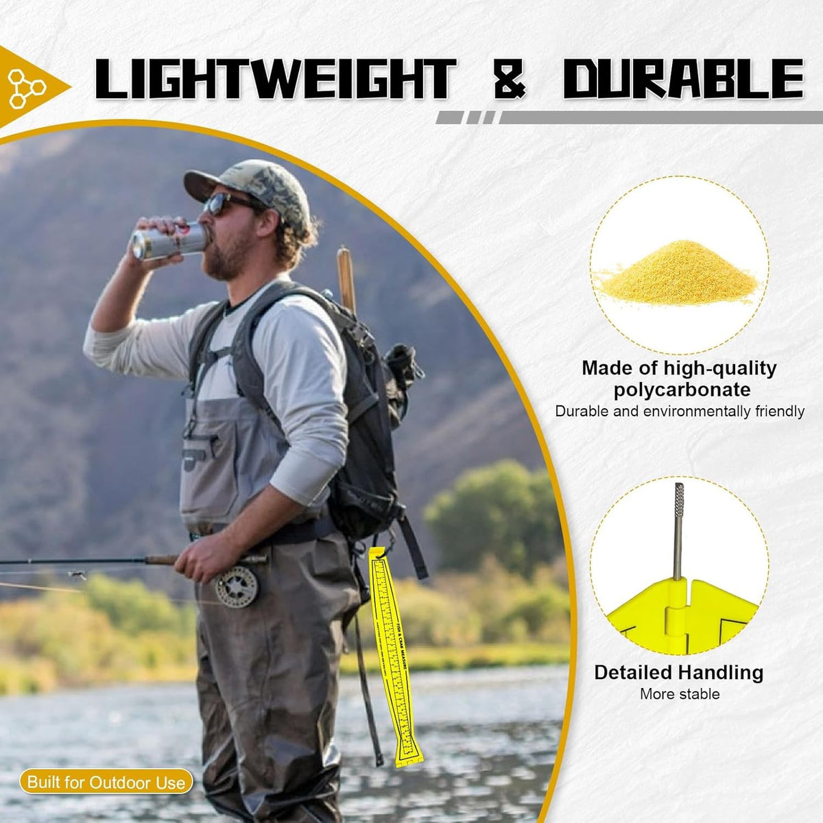 Foldable Fish Measuring Board 32-Inch with Lanyard - Waterproof & Lightweight