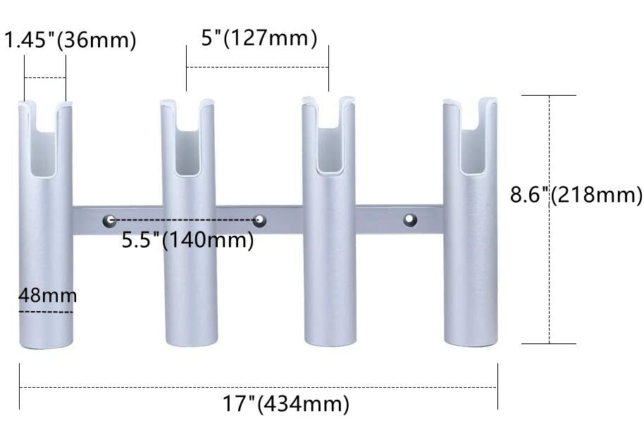 Aluminum Wall-Mounted Fishing Rod Holder for Boats & Yachts - 4 Tube Rack