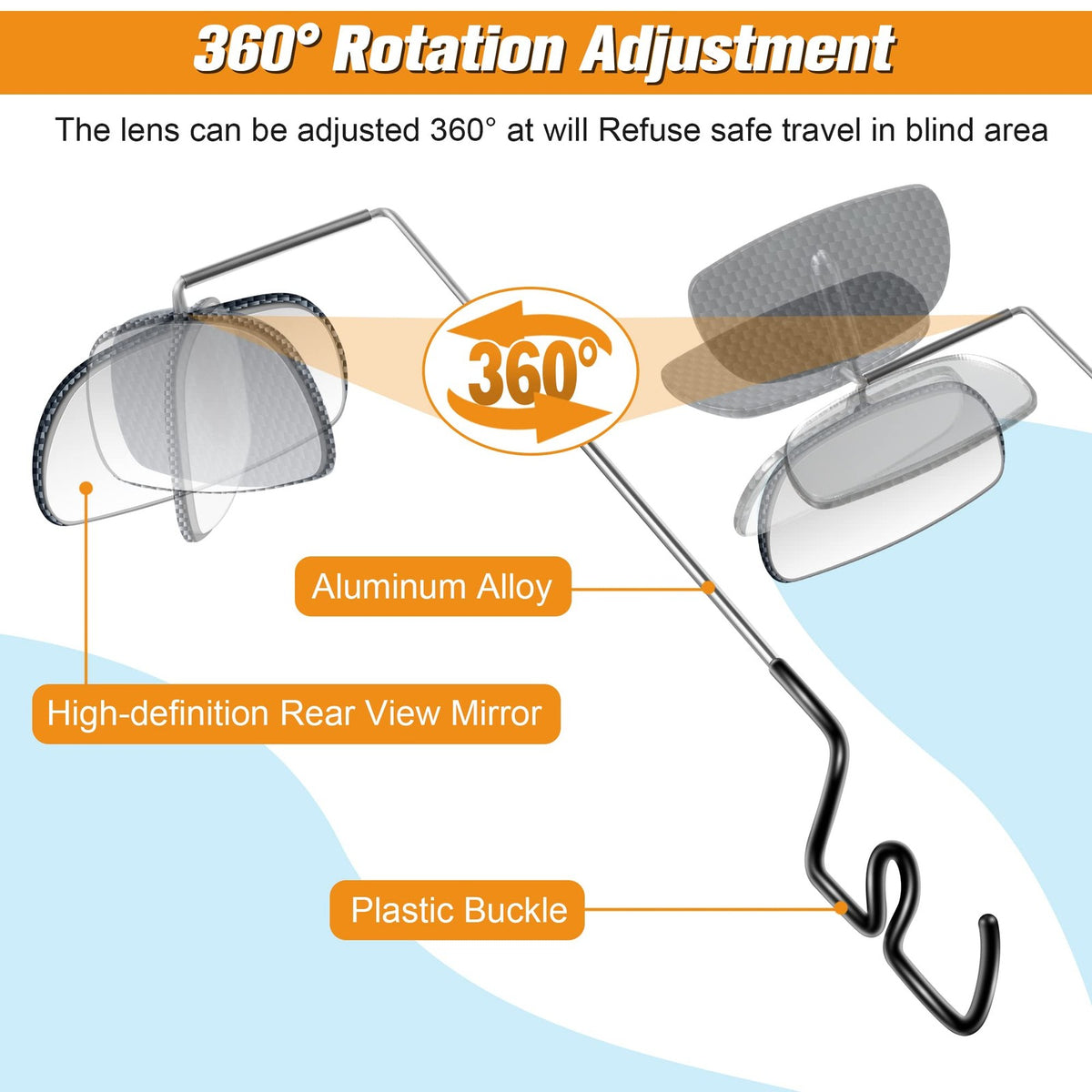Adjustable Bicycle Rear View Mirror 2 Pack for Helmet & Glasses Cycling
