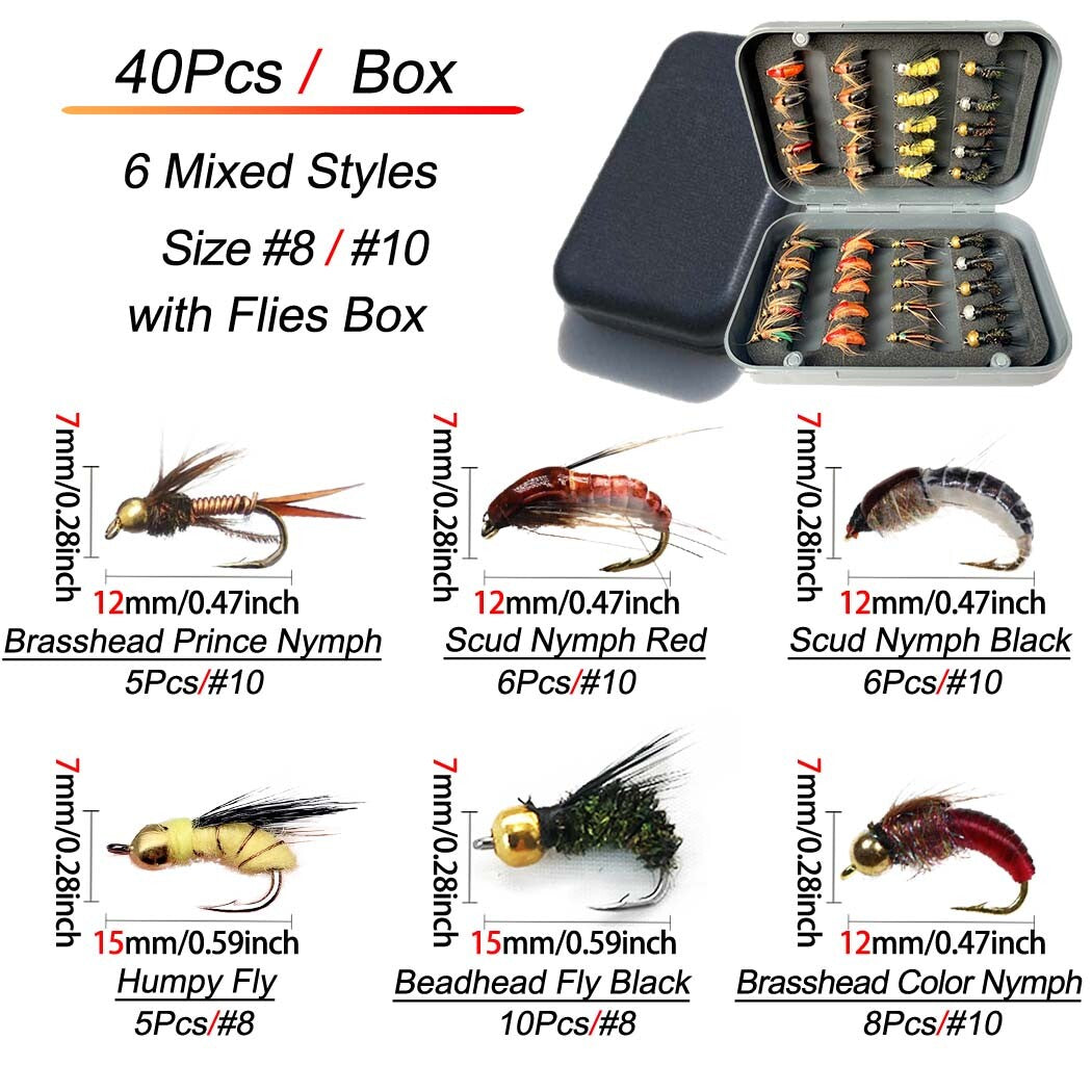 Artificial Fly Fishing Bait Lures Set for Trout Bass Wet Dry Flies Assortment