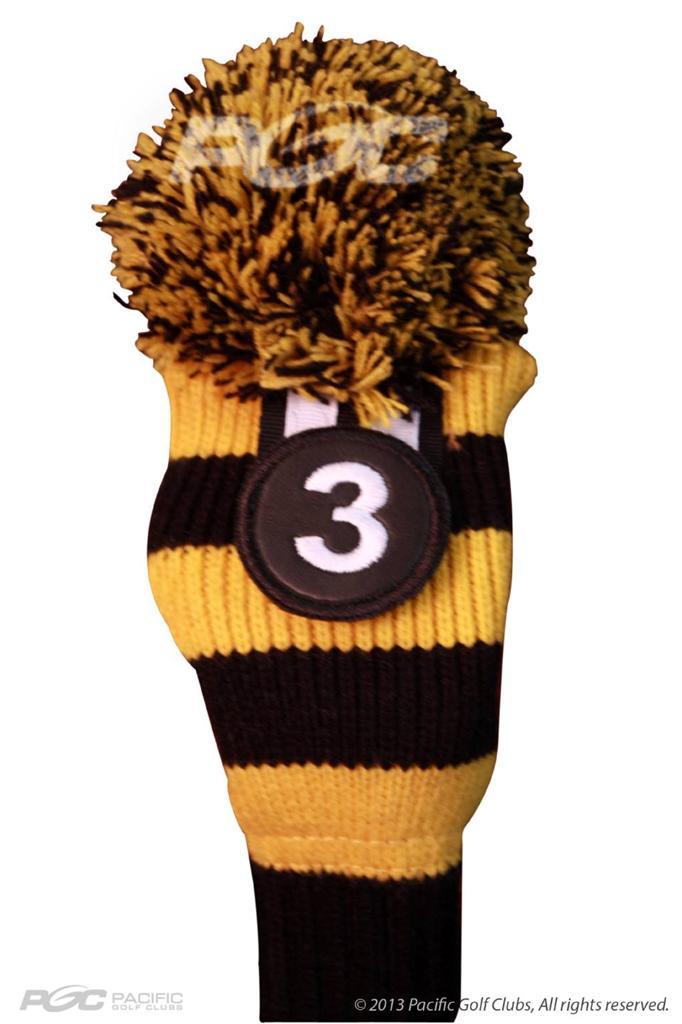 Golf Headcovers Set for Hybrids - Black and Gold Knit 3-Piece