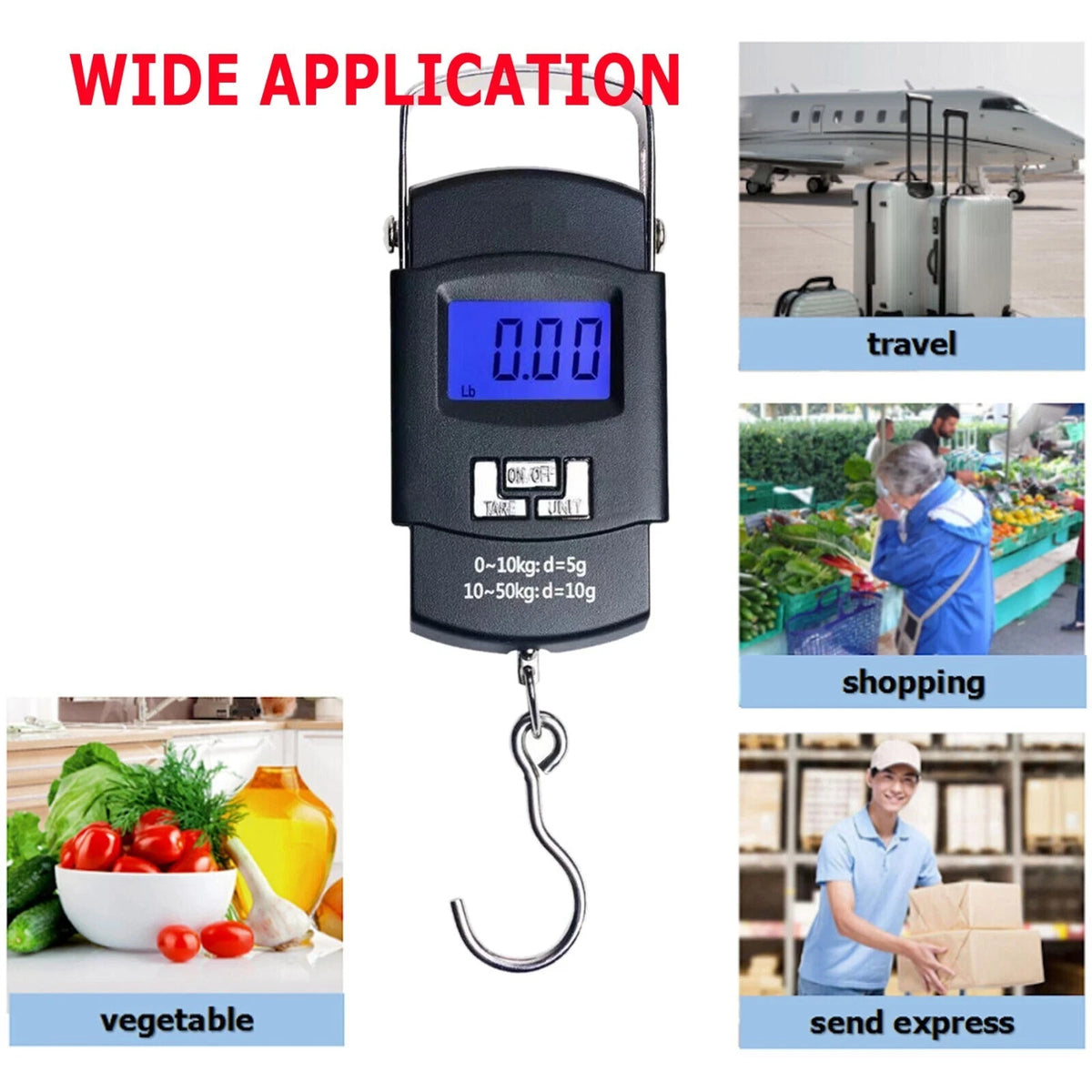 Portable Digital Luggage Scale 110lb / 50kg with Backlight and Hook