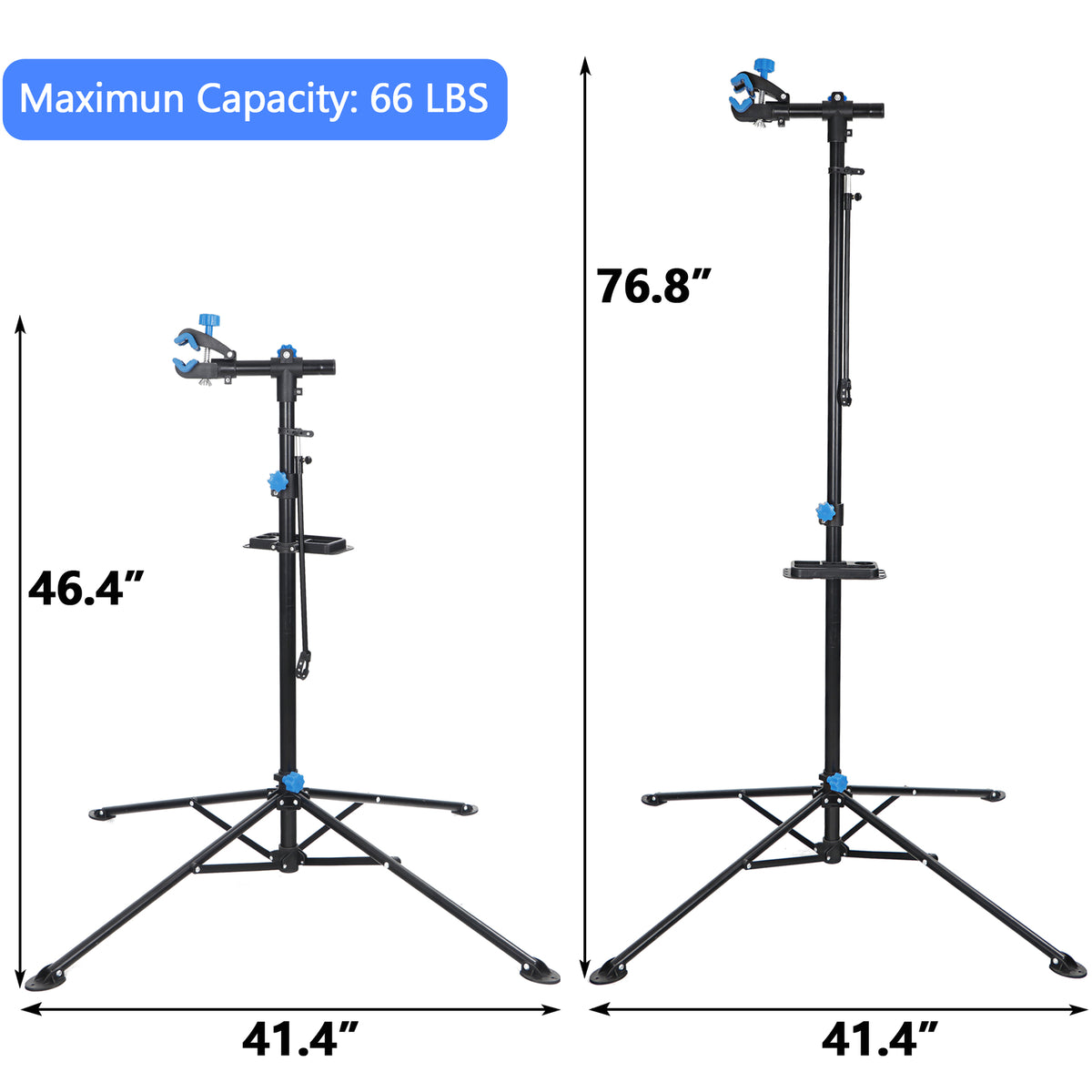 Adjustable Bicycle Repair Stand with Foldable Legs and Tool Tray