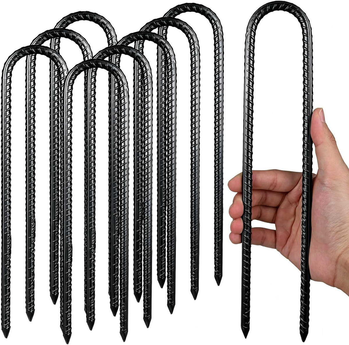 Heavy Duty U-Shaped Ground Stakes 12 Inch for Tent Camping and Outdoor Equipment