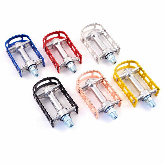 Bicycle Pedals Alloy 1/2 Inch Spindle for BMX Road City Bikes Black Silver Red Blue Copper