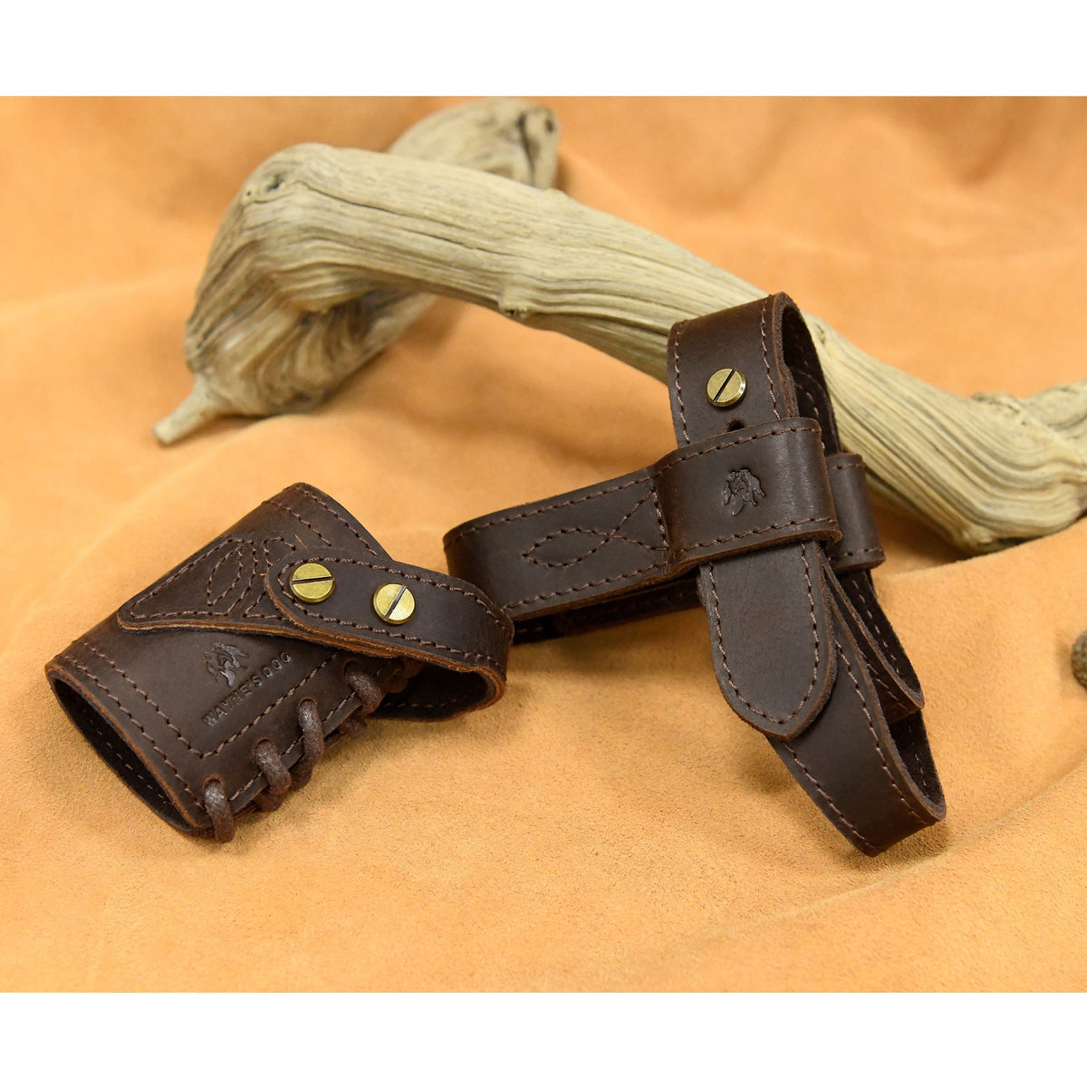 Full Leather Rifle No-Drill Harnessed Buttstock Mount with Sling Loop