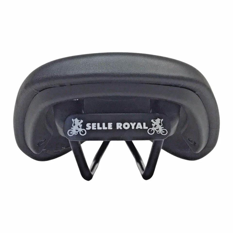 Bike Saddle - Comfort Vintage Riveted Design, Synthetic Cover, Rails, Black 285×130mm