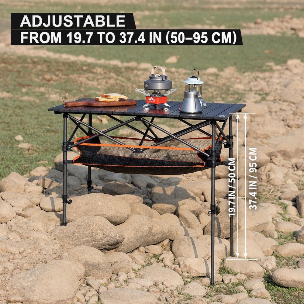 Portable Folding Camping Table with Adjustable Height & Carry Bag