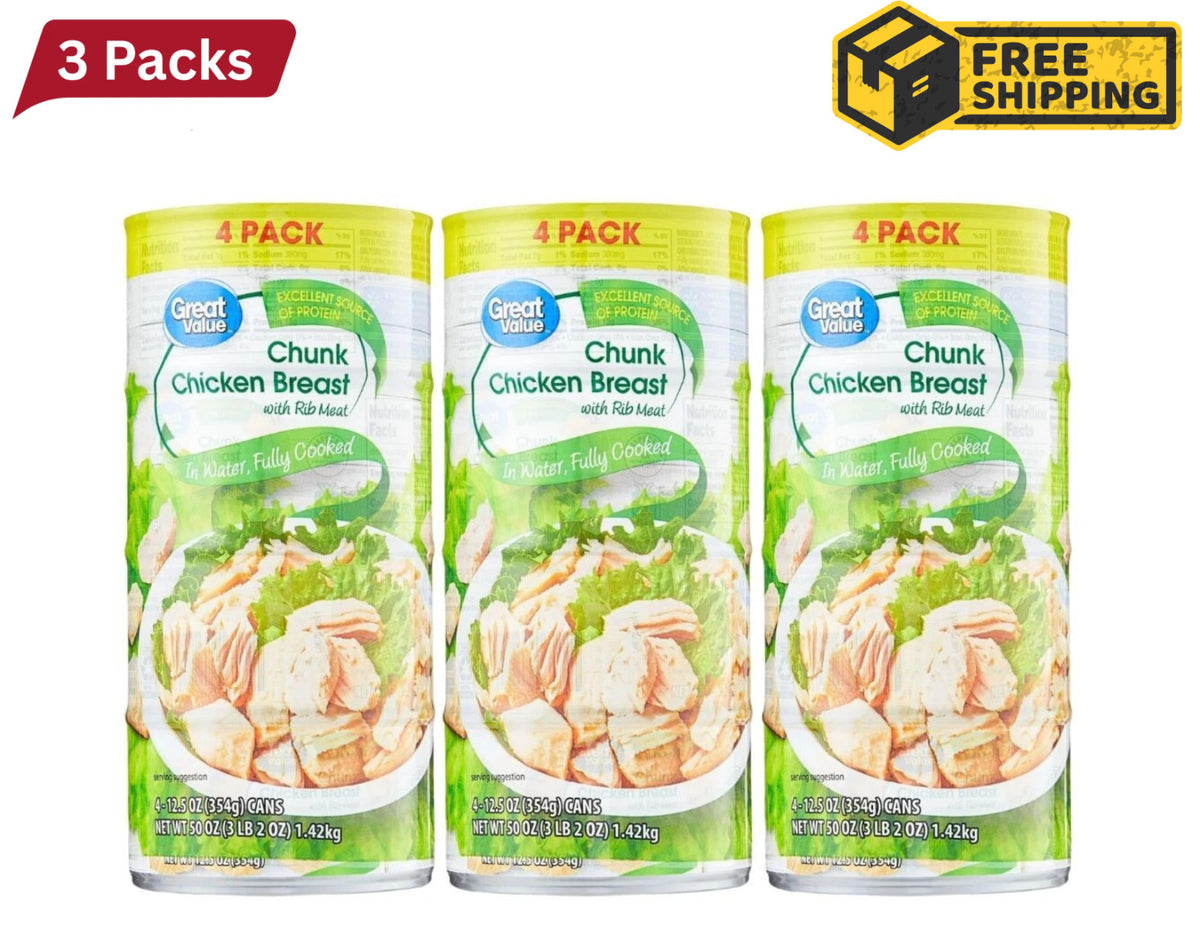 Canned Chicken Breast - 12.5 Ounce, 4 Pack, Shelf-Stable, Gluten-Free