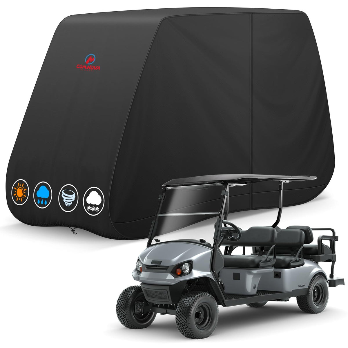 Heavy-Duty Waterproof 6 Passenger Golf Cart Cover - XXL Black