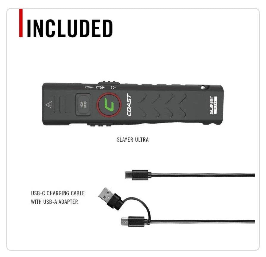 2000 Lumens USB-C Rechargeable Tactical Flashlight - Magnet & Outdoor Use