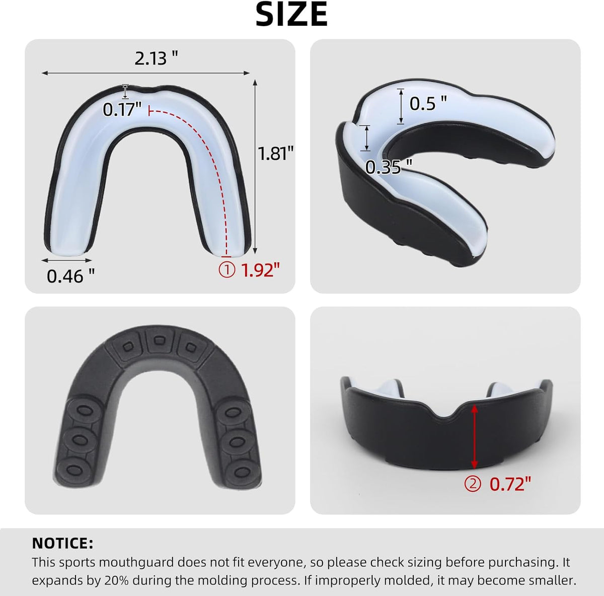 Kids Sports Mouthguard 6 Pack with Case for Boxing MMA Football