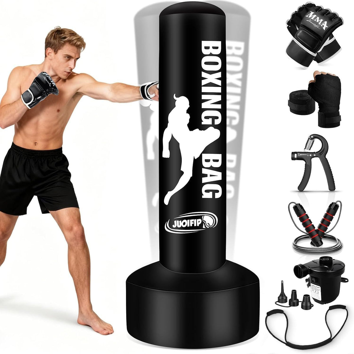 69-Inch Standing Punching Bag with Training Set for Adults, MMA Fitness Equipment