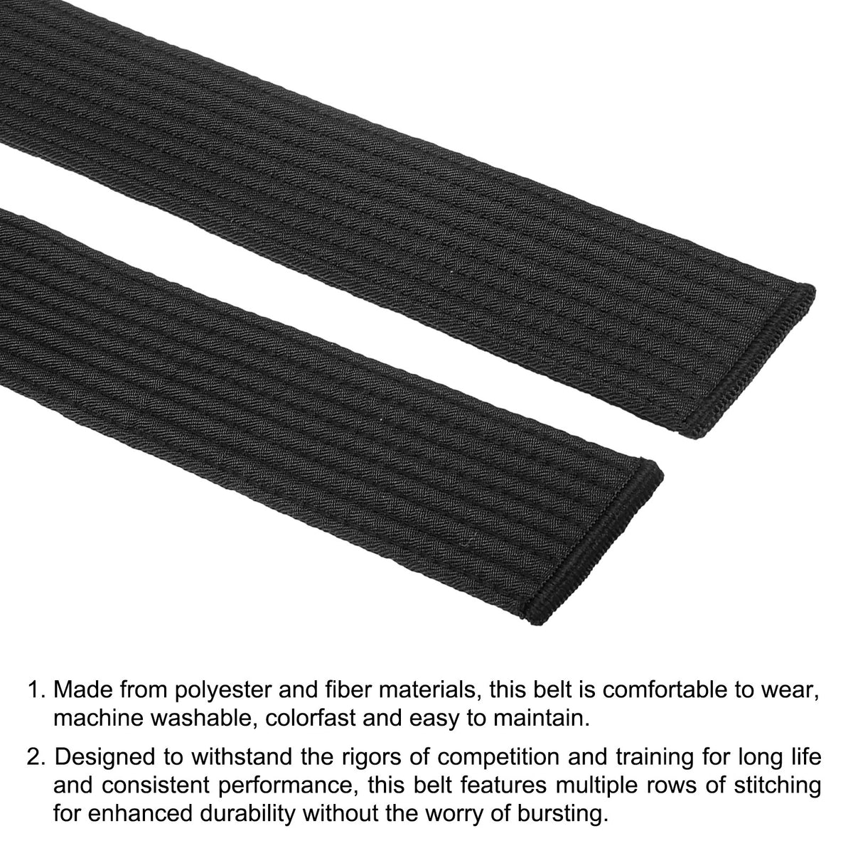 2pcs Taekwondo Colored Ranking Belts for Competition & Training - Black
