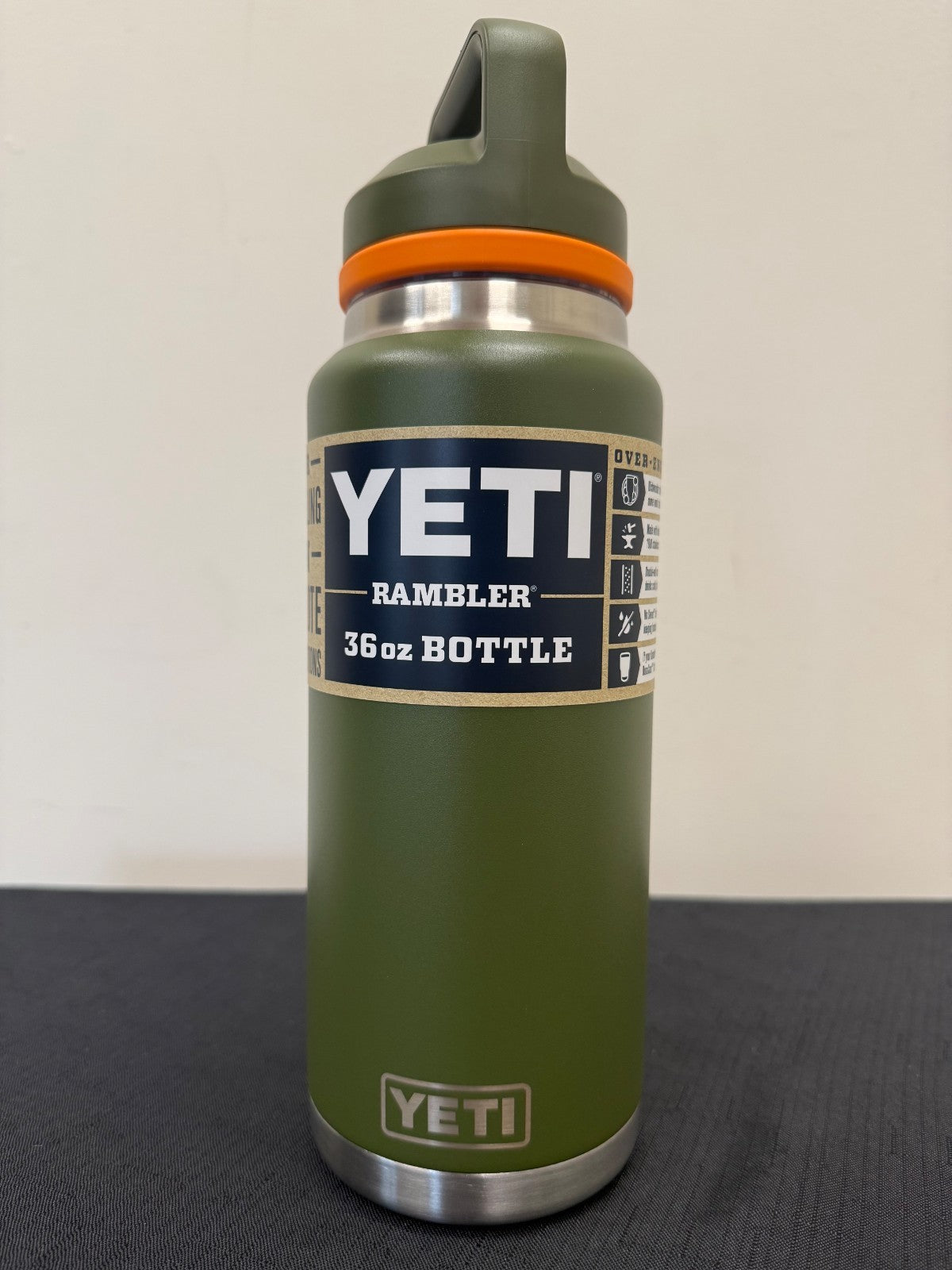 Yeti Rambler 36oz Water Bottle with Wide Mouth & Handle – Olive/King Crab