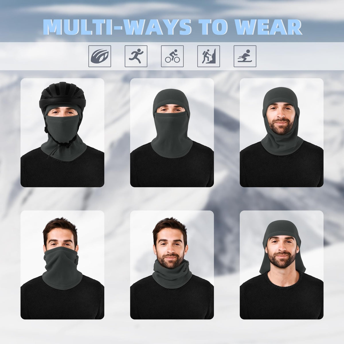 Winter Balaclava Ski Mask Full Face Windproof Fleece Neck Warmer - Unisex
