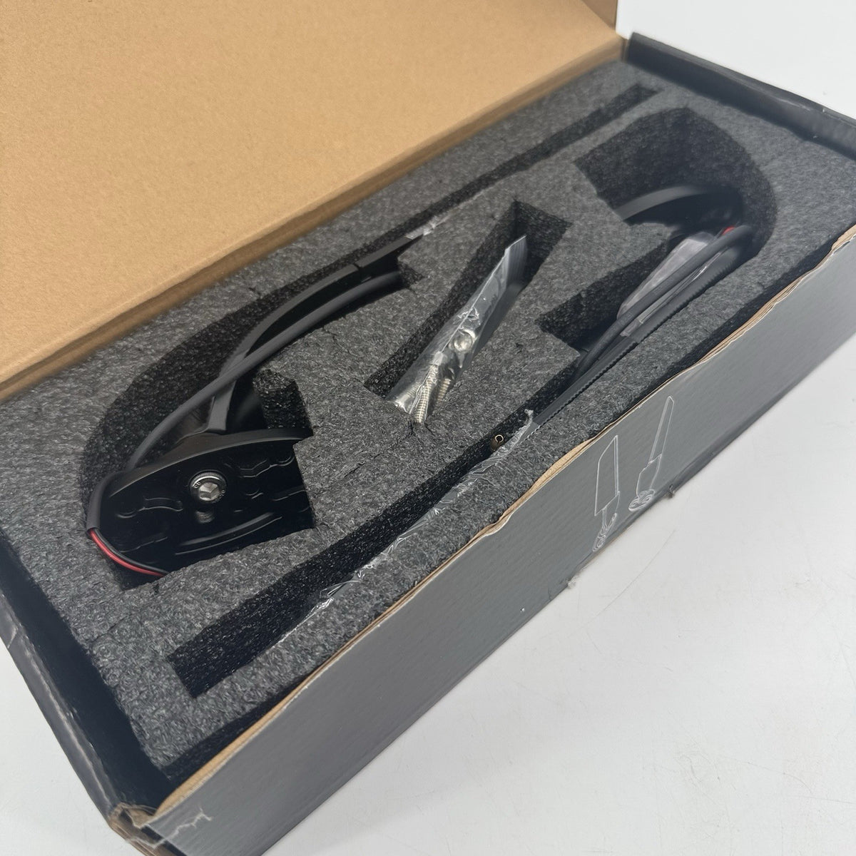 Motorcycle Winglet Mirrors with LED Turn Signals Matte Black Adjustable Pair