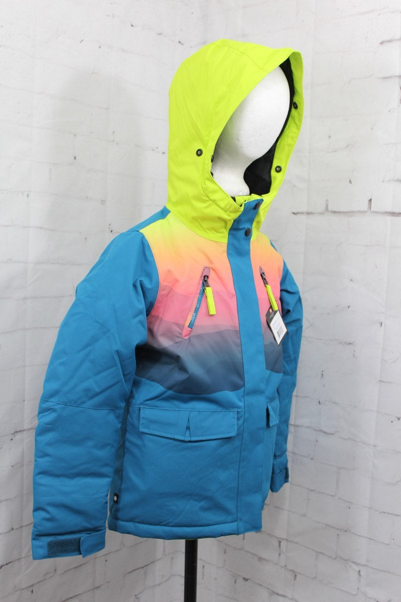 Girl's Youth Snow Jacket with Insulation and Waterproof Features - Small, Dark Lagoon/Mountain Sunset