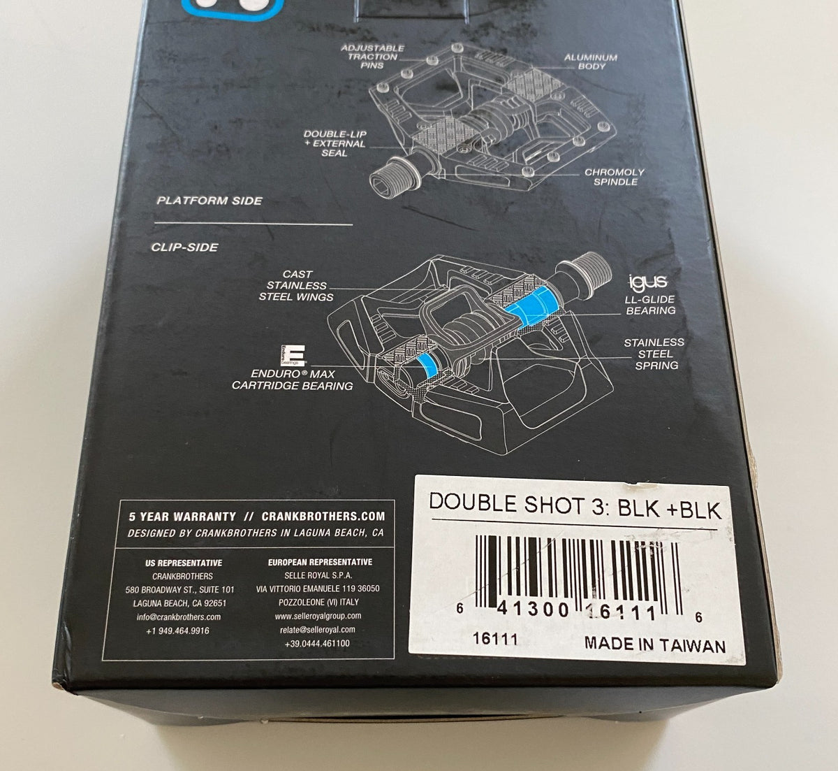 Crank Brothers Double Shot 3 Pedals - Half Platform & Clip-In, Sealed