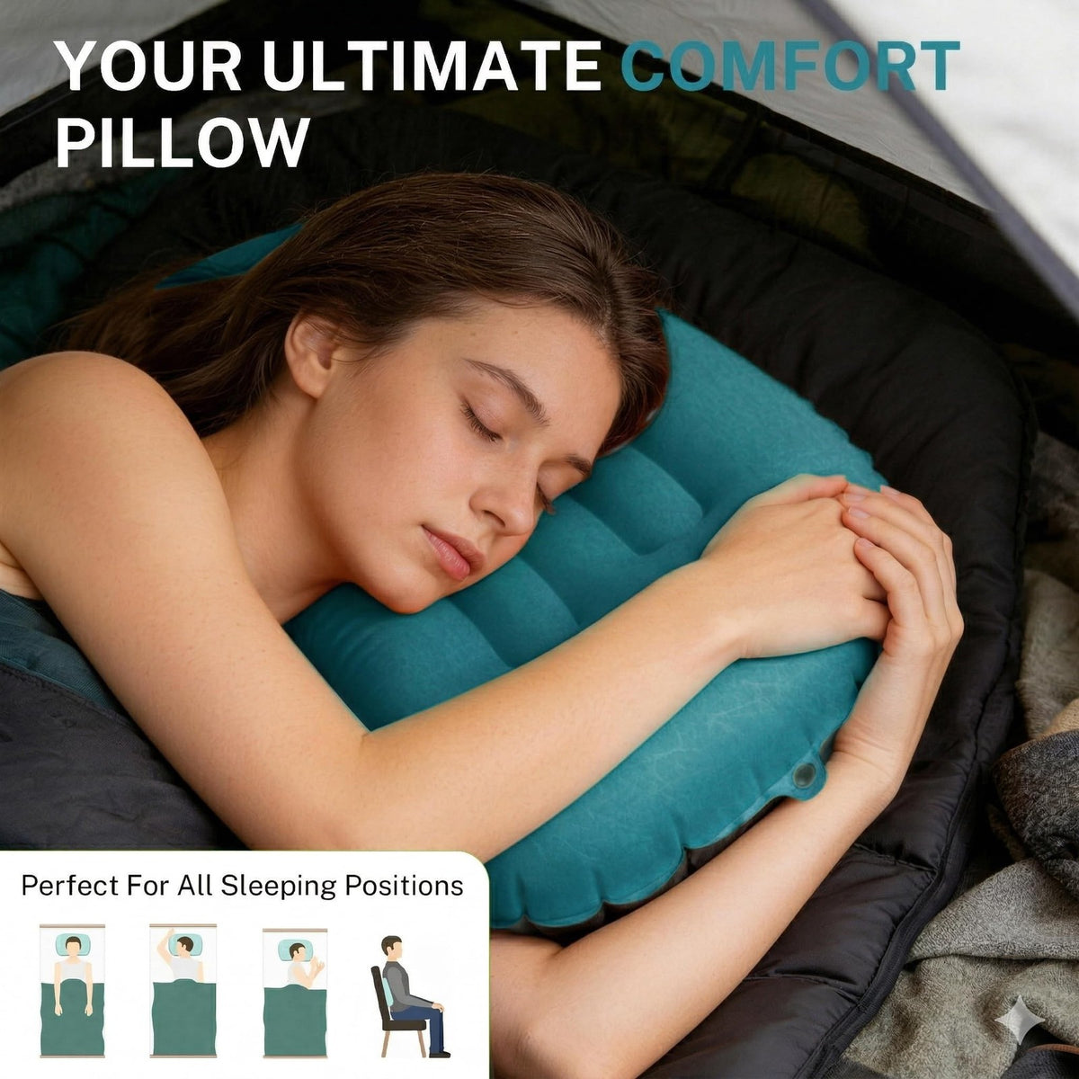 Ultralight Inflatable Camping Pillow with Neck Support - Compact Waterproof