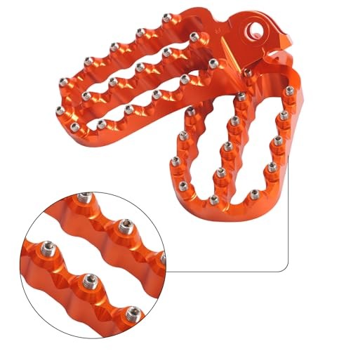 Orange Wide Rider Foot Pegs for KTM Adventure & Dirt Bikes - Aluminum Footrests