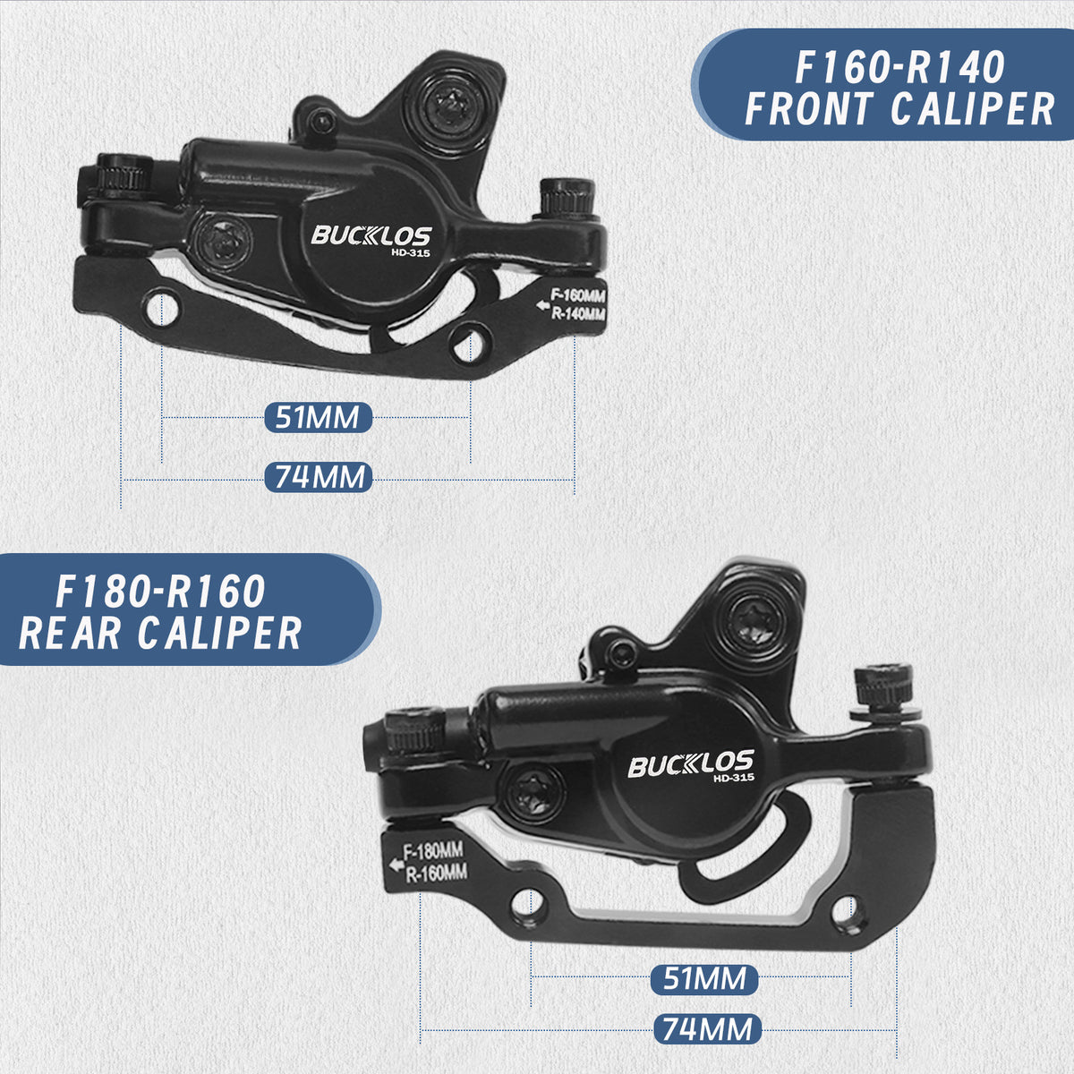 Hydraulic Disc Brake Set for Mountain and Road Bikes - Dual Piston, Universal Mount