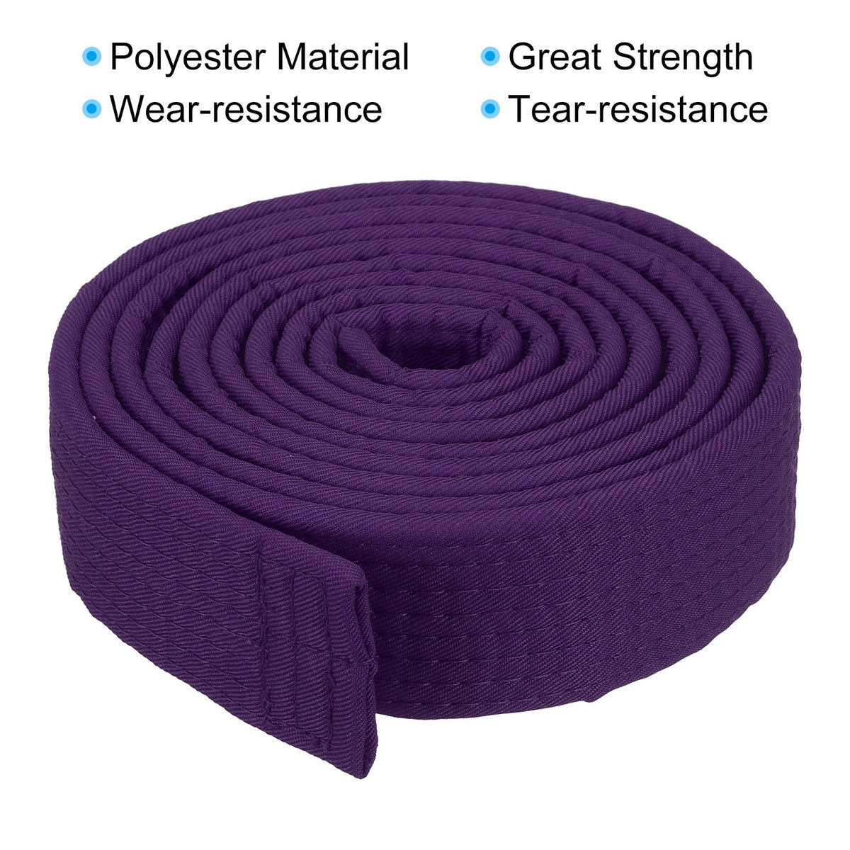 Polyester Taekwondo Colored Ranking Belt - Purple 2.4m/7.9Ft Martial Arts Belt