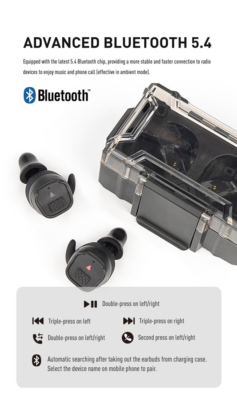 Electronic Shooting Ear Protection with Bluetooth 5.4, NRR 30dB