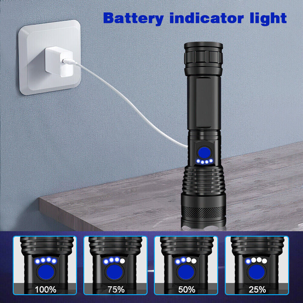 Rechargeable LED Tactical Flashlight 500m Waterproof Handheld Torch