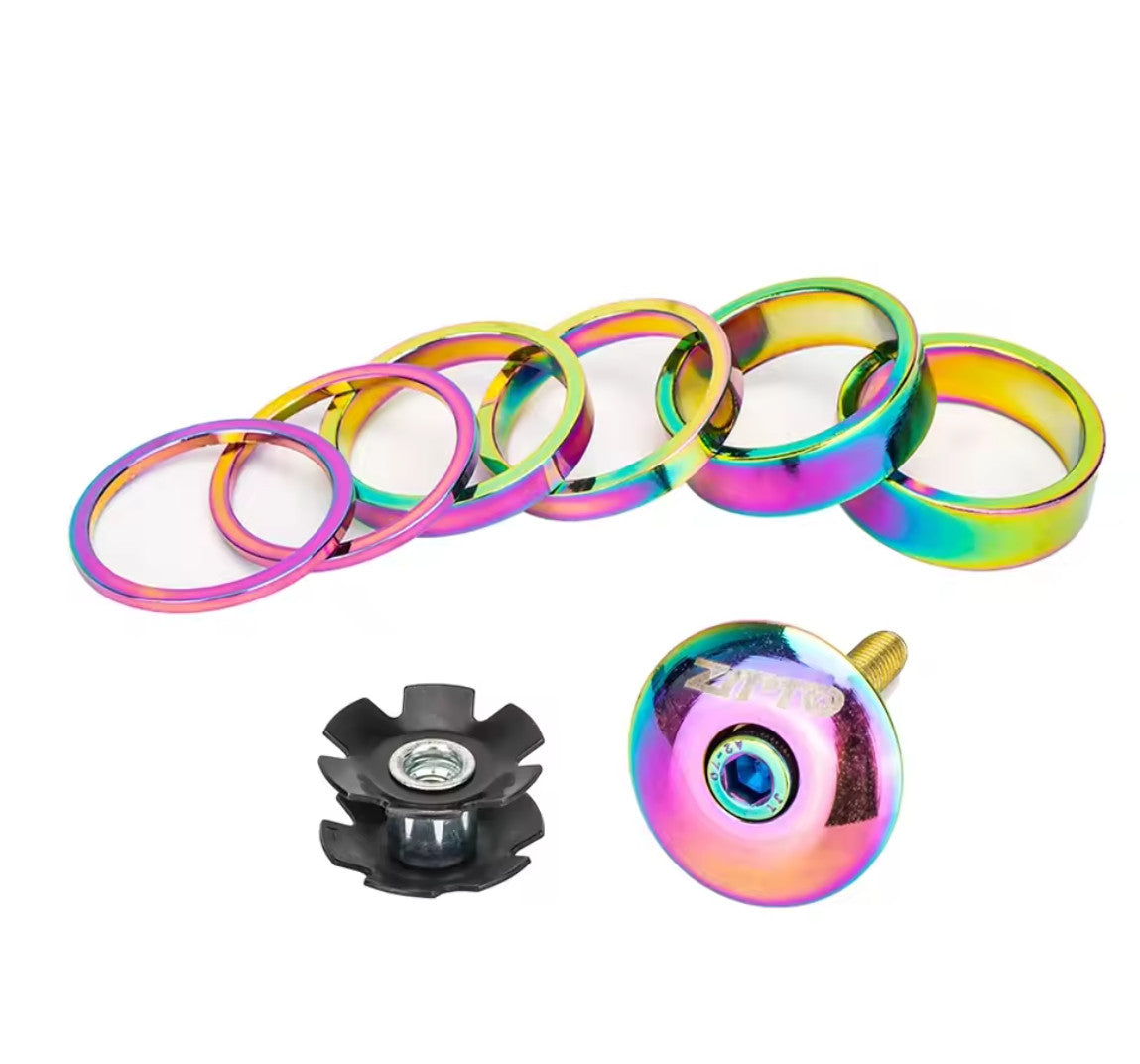 Bicycle Headset Spacer Set Aluminum Alloy Top Cap Washer Ring for 28.6mm Forks